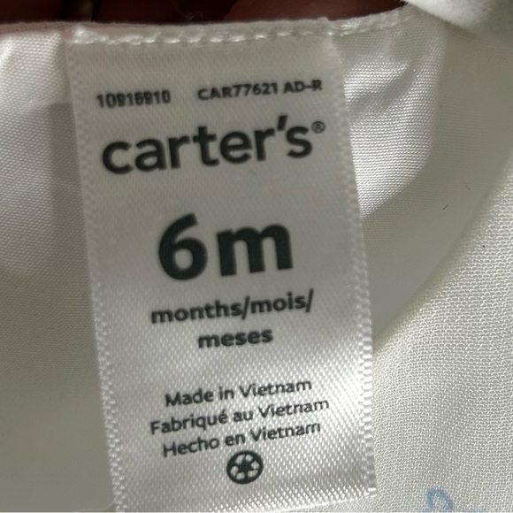 🍭🍭Carter’s White and Blue Printed Baby Dress 6 months - Picture 5 of 7